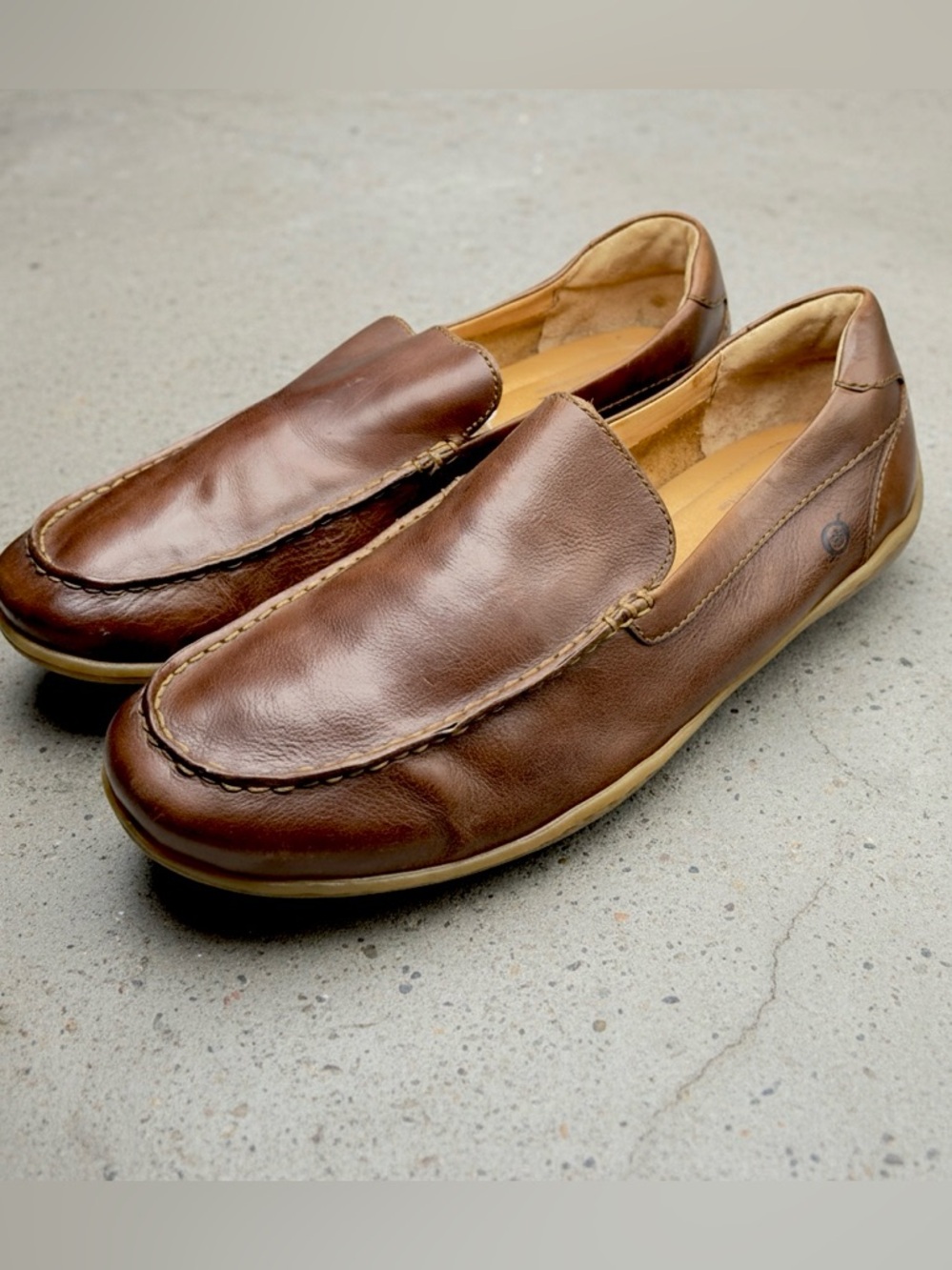 Børn Men's Brompton Brown Leather - Handcrafted Comfort Slip-On Driving Loafers